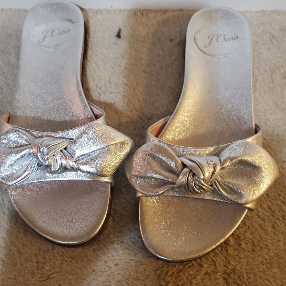 J. Crew Women's Metallic Silver Sandals